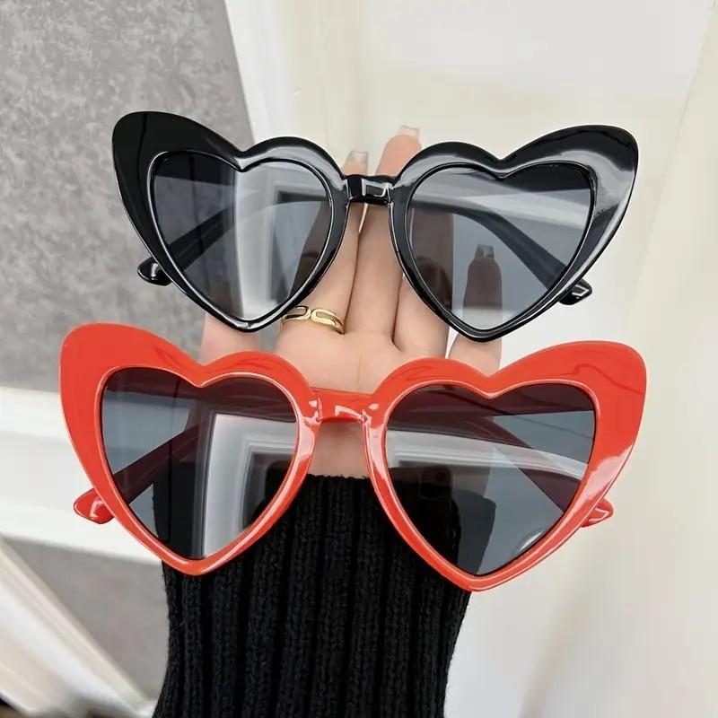 Trendy Heart-Shaped Sunglasses – Retro Fashion Shades for Women & Girls | Cute Oversized UV Protection Glasses in Black, Red & White | Statement Accessory for Festivals, Beach & Daily Wear