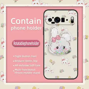 Silicone Skin feel silicone Phone Case For Google Pixel9 Pro XL Simplicity Glitter Kickstand Fashion Design TPU Anti-knock Dirt-resistant Cute Waterproof Durable Cartoon glisten