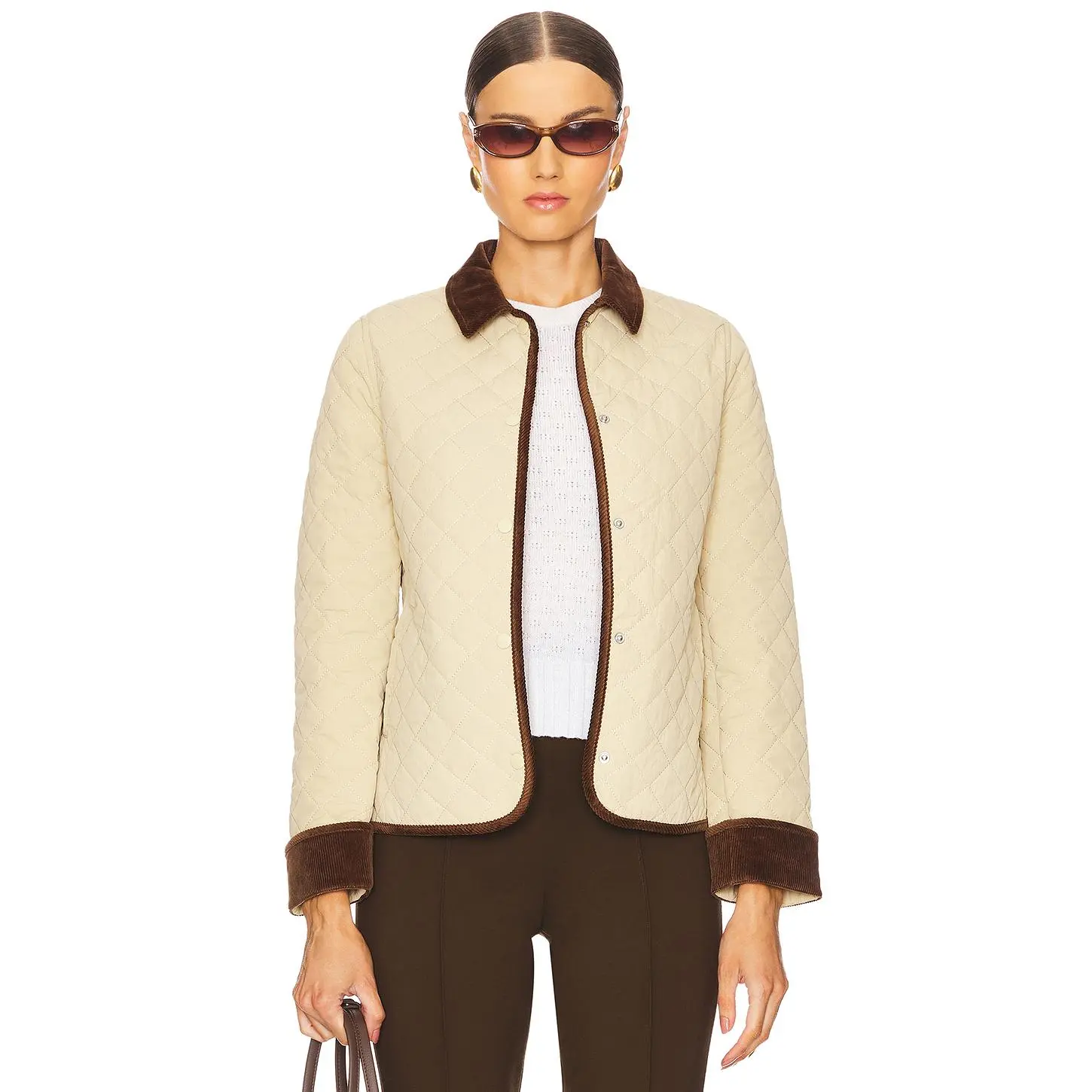 L'Academie by Marianna Niki Jacket in Beige & Brown