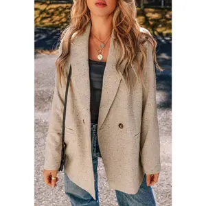 Oatmeal Single Breasted Elegant Blazer