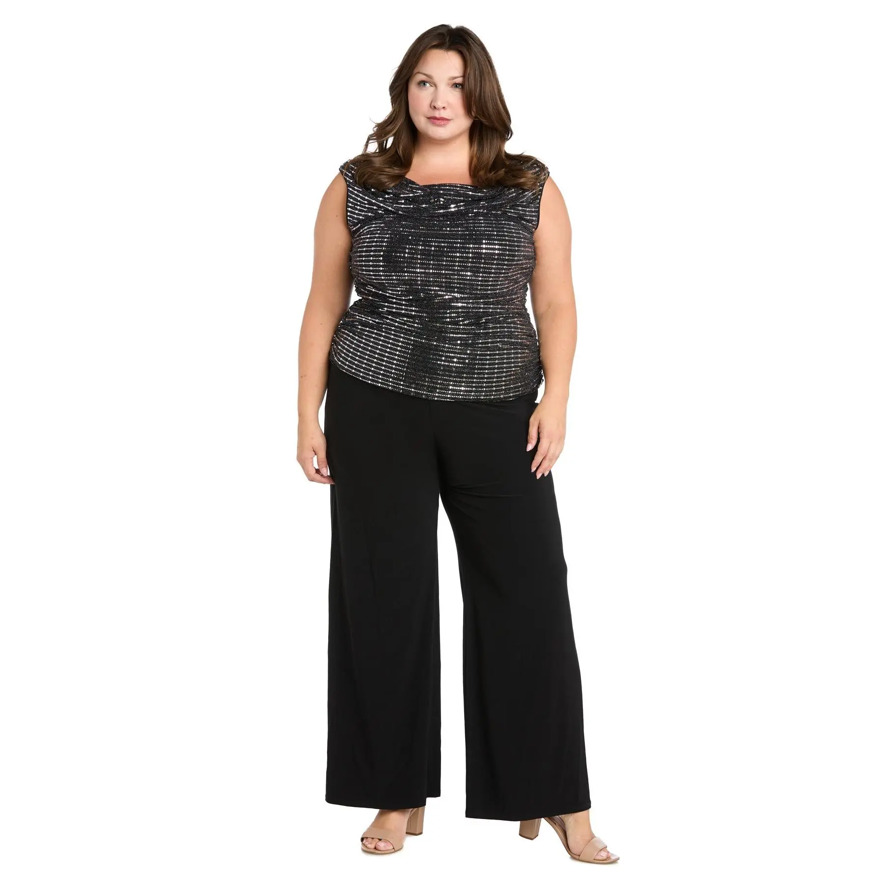 Metallic Glow Draped Jumpsuit - Plus