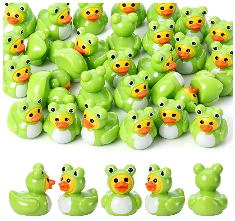 50 PCS Frog Ducks, Mini Resin Frog Ducks Bulk, Tiny Resin Animals Figures to Hide, Cute Toy Figures for Miniature Dollhouse Potted Plants Cake DIY Home Decoration Party Favors