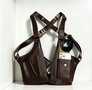 Unisex Double Shoulder Armpit Bag,Premium Leather Anti-Theft Harness Bag,Hidden Design & Adjustable Strap,Compact Leisure Pouch for Phone Wallet, Outdoor Activities and Daily City Commute.teacher appreciation gifts