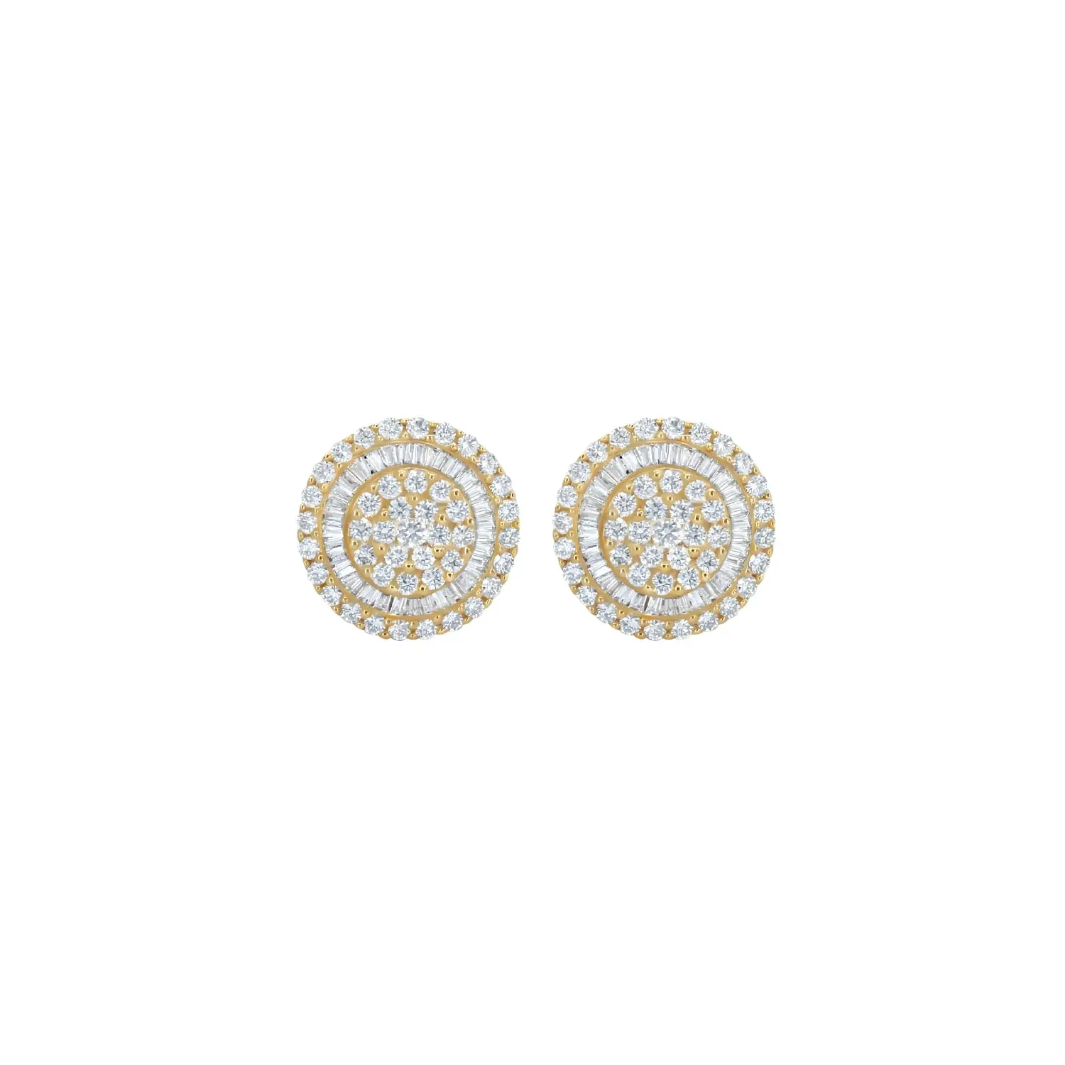 Diamond Cluster Stud Earrings in 18K Yellow Gold