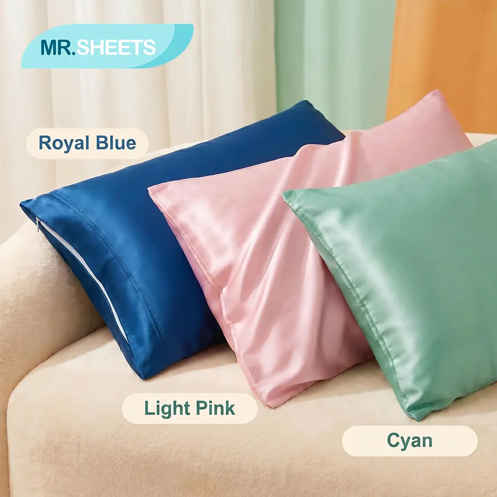 NTBAY 2-Pack Matte Satin Pillowcases, Ultra-Soft & Smooth Bedding, Skin-Friendly Anti-Frizz Pillow Covers with Hidden Zipper, Durable, Minimalist
