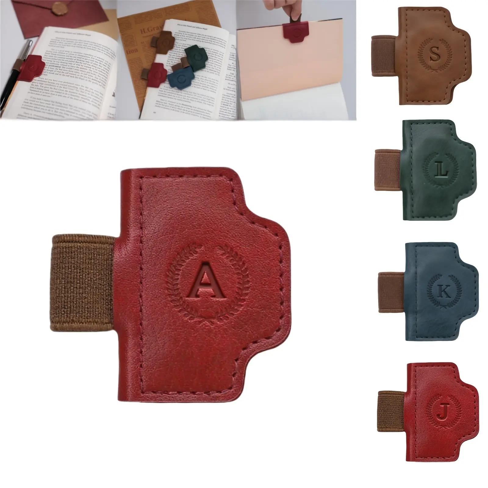 Bookmark with Pen Holder, 26 Letters  PU Leather Bookmark with Initial, Suitable for Diaries, Notebooks, Perfect Gift for Book Lovers, Readers, Unisex, Ideal for Holidays