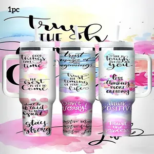 1pc 40oz Gentle Quotes for a Brighter Life Stainless Steel Travel Mug, Leak-Proof Insulated Cup for Hot & Cold Drinks, Perfect Gift for Camping Office Travel