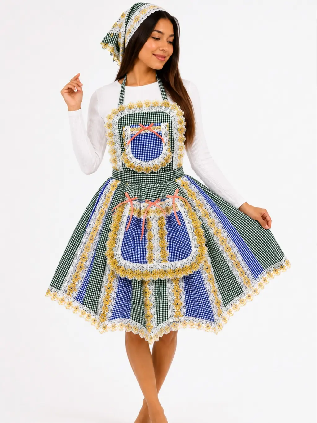 Womens Religious Inle Skirt & Apron Set