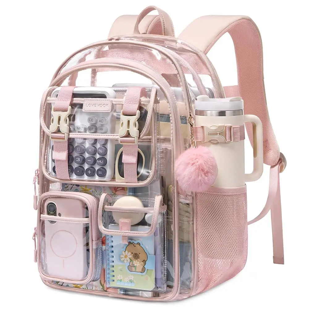 LOVEVOOK School Backpack for Teen Girls,Student Backpack Purse for 8-16 Teenage, Cute Kid Bookbag with Large Cup Holder, Back to School Backpacks Fit 15.6 Inch Laptop, Large College Travel Bag Gift