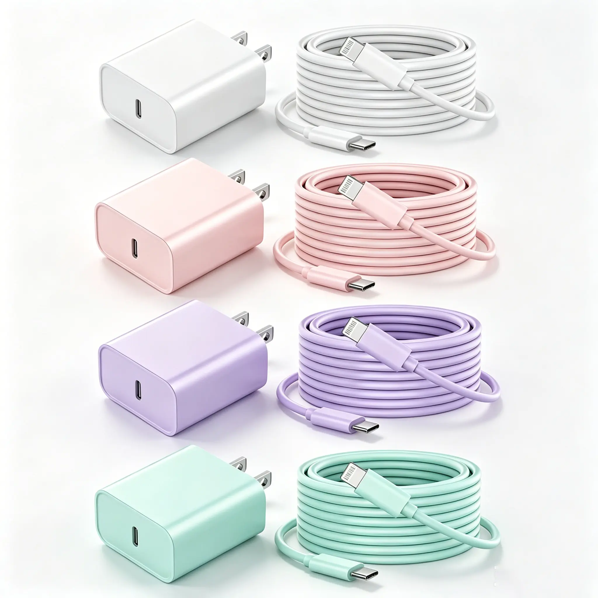 iPhone 14 colorful charger kit ，PD 20W USB-C Power Delivery  [MFi ]， 10 FT(3M) long Type-C  to Lighting cbale，for  iPhone 14/14Pro/14ProMax/13Pro/13ProMax/13/12/11/XS/XR/SE