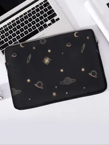 Cosmic Pattern Printed Notebook Bag, Soft Laptop Sleeve, Fits Laptops & Tablets, Zippered Storage Pouch, Casual Style, All Seasons