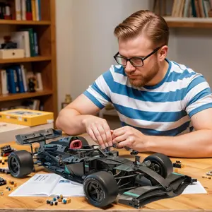 Stem Education Building Toy Race Car Blocks, Mechanical Model Kit, High Difficulty Assembly Puzzle, DIY Car Gift, Birthday Present for Boys