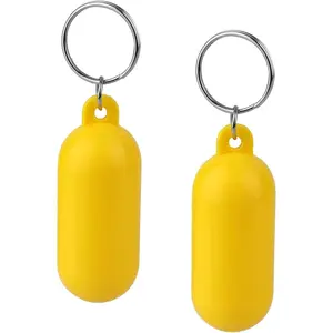2pcs Boat Floating Keychains, 2.56x0.98in Yellow Buoy Float Key Pendant, Oval Shape Plastic Floating Key Ring, Water Sport Accessory for Boating Surfing Rowing Fishing Outdoor Sports