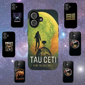 Project Hail Mary Phone Case, Tau Ceti Phone Cover , Sci-Fi Space Illustration Collage – Rocky & Astronaut Art Case for Iphone, Gift for Space Sci-Fi Lover