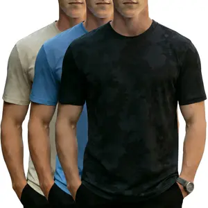 Men's heavyweight white T-shirt summer basic solid color round neck short sleeved base shirt versatile slim fit top Casual Streetwear