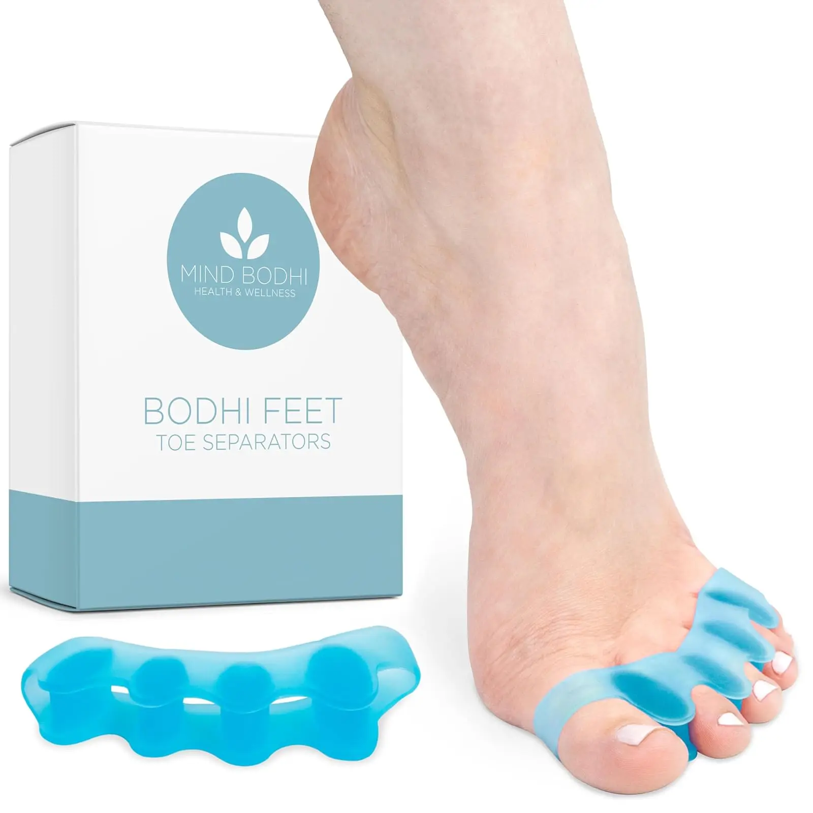 Toe Separators/Toe Spacers - Men & Women - Regular Size - Blue For toe spacing and alignment, Soft and durable premium gel, 1 Pair, See sizing chart to find the correct fit