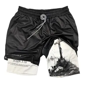JOHN 3:16 THE CROSS Performance Shorts Summer Double Layer Beach Pants Fitness Training Pant Sports