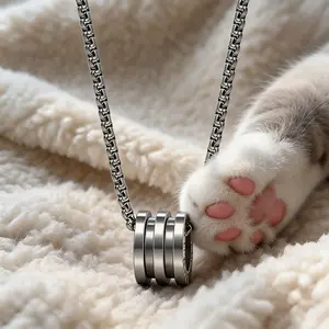 Mechanical Stainless Steel Cylinder Bar Pendant Necklace, 33cm Chain, 0.8cm×1.1cm Pendant, 18.3g/0.64oz, Daily & Street Style Fashion Accessory, Mechanical Pendant Necklaces