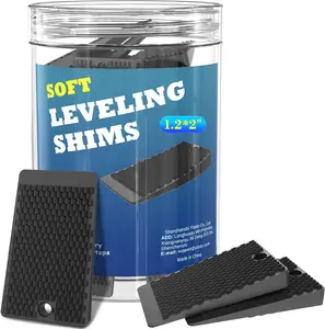 Furniture Levelers, 32 count Jar 2, Rubber Shims for Leveling, Black Wedge for Table Toilet Refrigerator Piano, Non-Slip Shims for Home Improvement and Work, Cuttable and Stackable