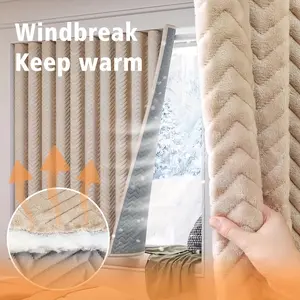 1pc Full Light Blocking Extra Thick Insulated Curtain Rod Pocket, Windproof Frost Protection Thermal Insulation, Winter Bedroom Living Room Warm Soundproof Curtains