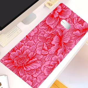 Floral Pattern Mouse Pad, Rectangle Gaming Mouse Pad, Keyboard Mat, Non-slip Rubber Base Stitched Edge Desk Pad for Home Office Game Room, Office Desk Accessories