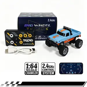 Mini alloy off-road vehicle 1:64 ratio | 2.4GHz remote control, fast response | adjustable 3-speed driving and cruise function | USB rechargeable (200mAh/0.74Wh lithium battery), extended playback time | LED lights, shockproof metal frame birthday gift