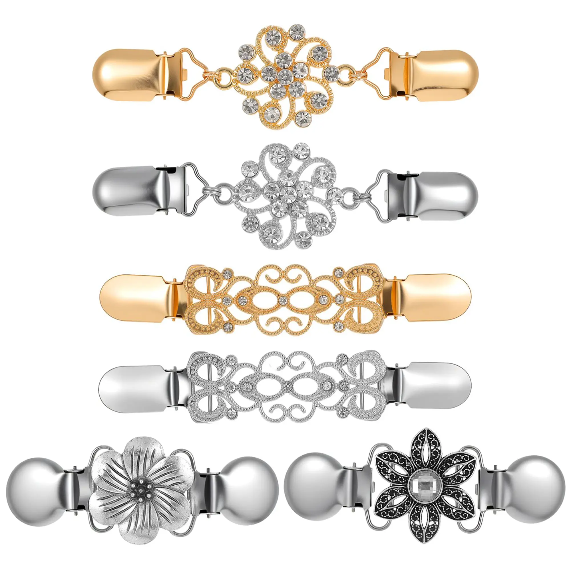 6 Counts Vintage Sweater Shawl Clasps, Metal Fasteners for Cardigans and Dresses