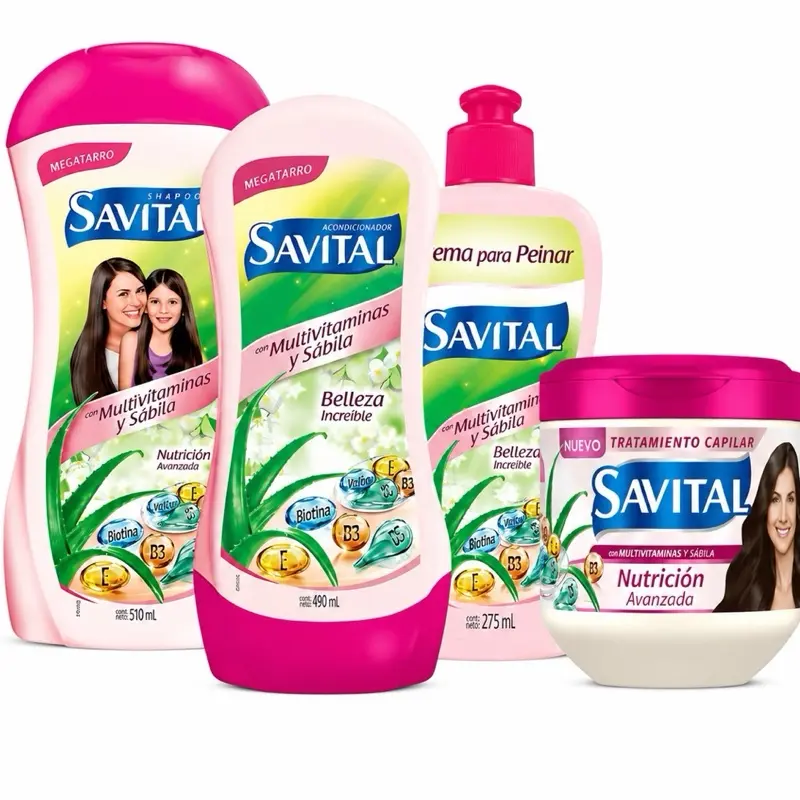 Savital Nourishing Hydrating Haircare 4-Pack - Amino Acid Cleanser Shampoo (510mL), Restore Conditioner (490mL), Treatment (425mL), Styling Cream (275mL)
