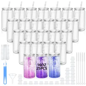 25pcs 16oz Reusable Double-Wall Clear Plastic Cups. Perfect for office hydration, birthday party DIY decor, essential drinkware for birthday gatherings, graduation events & daily use, ideal gifts for Mother's Day, Valentine's Day & Graduation Season.