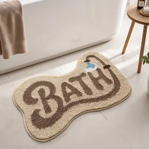 Floral Bathroom Decorative Mat, Bathmat Soft Absorbent Non-Slip Tpr Backing, Elegant Insta Style, Ideal for Bathrooms Kitchens Living Rooms