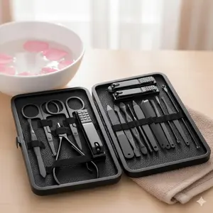 Professional Stainless Steel Manicure Kit for Home Use: High-Quality Nail Clippers, Nail File, Black Beauty Tools, Multi-Piece Set Options, Precise Cuticle Trimming, Durable Blades, Daily Nail Care Upgrade, Practical Makeup Tool Gift Set