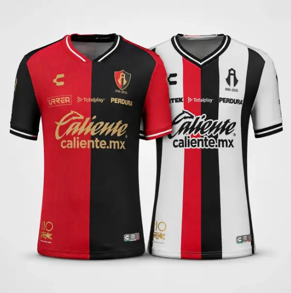 Atlas FC 110th Anniversary Soccer Jersey – Liga MX Red & Black Commemorative Football Kit, Men's Blokecore Streetwear Shirt