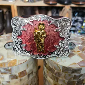 San Judita Silver Buckle for Men - Hebillas Vaqueras de San Judita Color Plata para Hombres