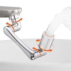 Premium Brass 1440° Sink Faucet Extender  - 2 Mode Splash Filter with Adjustable Robotic Arm, Multifunctional 1080° Rotatable Swivel Extension for Bathroom Kitchen Sink-Wash Hand/Hair/Face