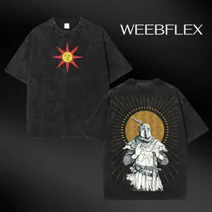 Praise The Sun Dark Souls Oversized Graphic Tee – Washed Heavyweight Cotton T-Shirt Unisex Graphic – Perfect Gift for Game Lovers