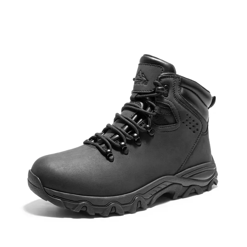 NORTIV 8 Men's Vegan Leather Hiking Boots - Waterproof, Insulated 3M Thermal Materials, Anti-Slip Rubber Sole, EVA Cushion, Gusseted Tongue, Laces, Plush, Shock Absorption Synthetics - Cold Weather Hiking Footwear
