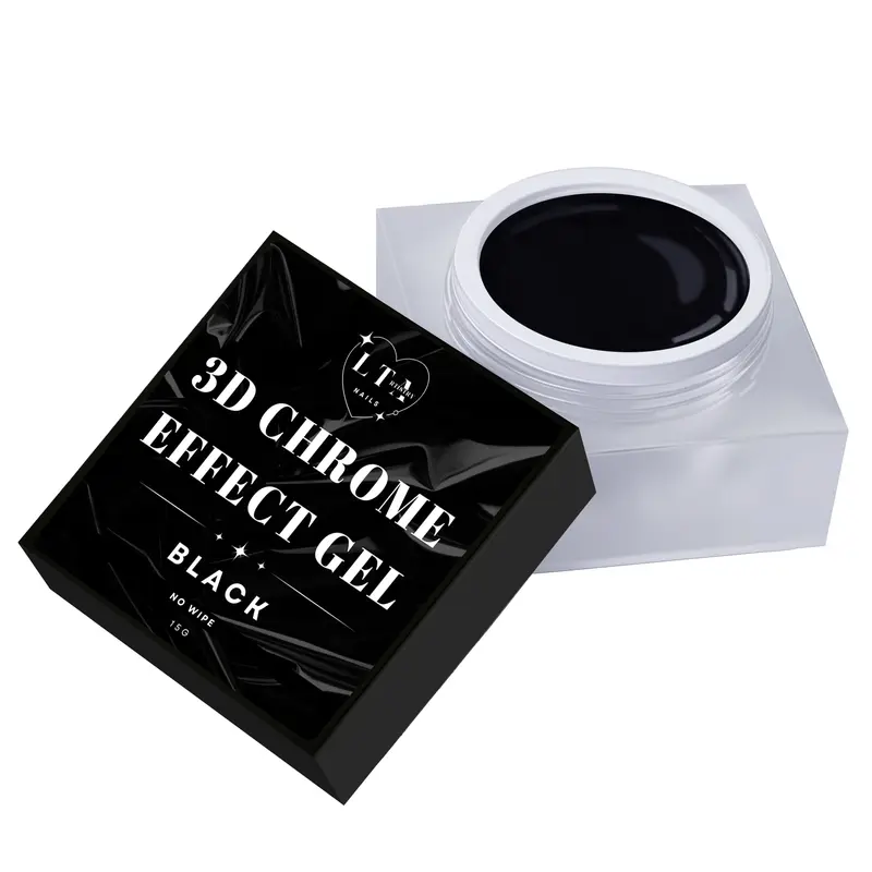 3D Chrome Effect Gel in Black: Nail Nail Art