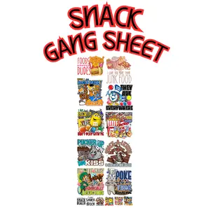 Pro Blanks DTF Gang Sheet, 22x60 Premade Snack DTF Sheets for All Fabrics, Custom Prints, Multi-Color Vibrant Art Supplies for DIY Projects