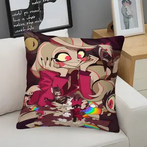 Hazbin Hotel Pattern Pillow, 1 Piece Including Pillow Core, Seasonal Decorative Item, Suitable For Sofas, Bedrooms, Cars, Soft And Durable, Daily Holiday Birthday Gifts For Children And Adults