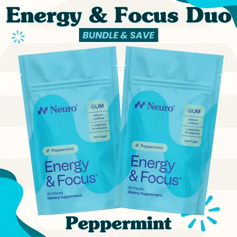 Energy & Focus Duo - Caffeine Gum - Peppermint (2-Bulk Pouches)