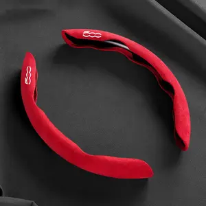 Suede Universal 38CM Car Steering Wheel Cover Booster Non-slip Cover For FIAT 500 500C 2012 500X 500L Abarth 695 Auto Interior Accessories