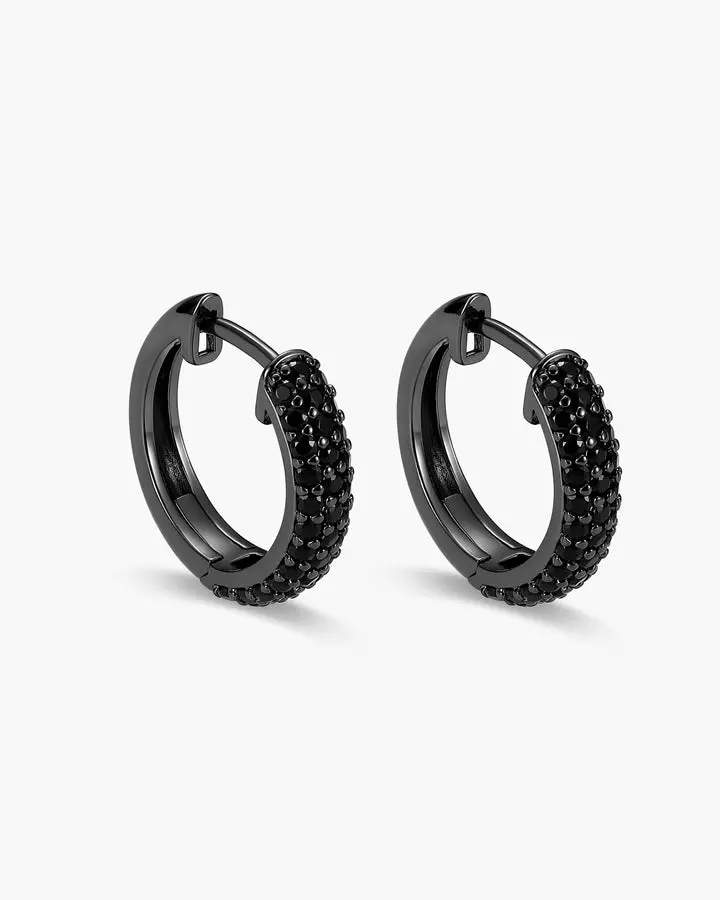 Iced Out Hoop Earrings Black