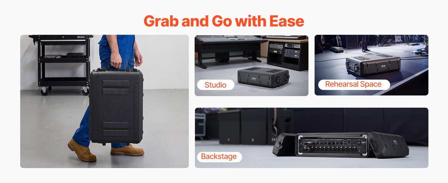 【Father's Day】VEVOR 2U Rack Case, 12 in Depth, Rackmount Flight Case Shallow Rack with Microphone Compartment, Polyethylene Construction, Recessed Latches, Easy Installation, for Amplifier, 8.7 in Internal Depth 【Father's Day】VEVOR 2U Rack Case, 12 in Depth, Rackmount Flight Case Shallow Rack with Microphone Compartment, Polyethylene Construction, Recessed Latches, Easy Installation, for Amplifier, 8.7 in Internal Depth