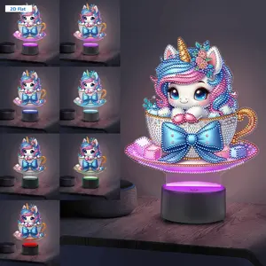 DIY Unicorn Diamond Painting Night Light with Tools Diamond Painting Bedside Lamp Double Sided Arts Crafts Home Decoration for Bedroom Decor Gifts