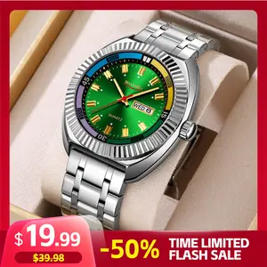 SKMEI Sports Fashion Men's Quartz Watch Night Fluorescent Band Calendar Function 43.5Mm Dial Stainless Steel Strap 3ATM Waterproof Suitable for Various Occasions