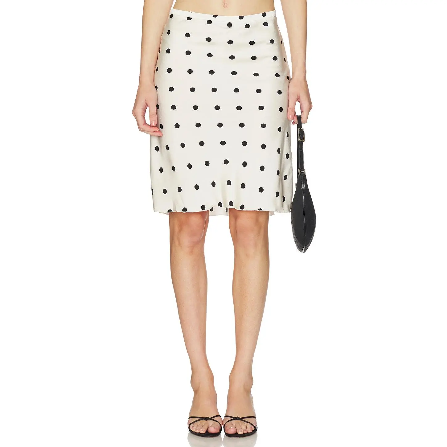 LIONESS Shoreline Midi Skirt in Cream Polka