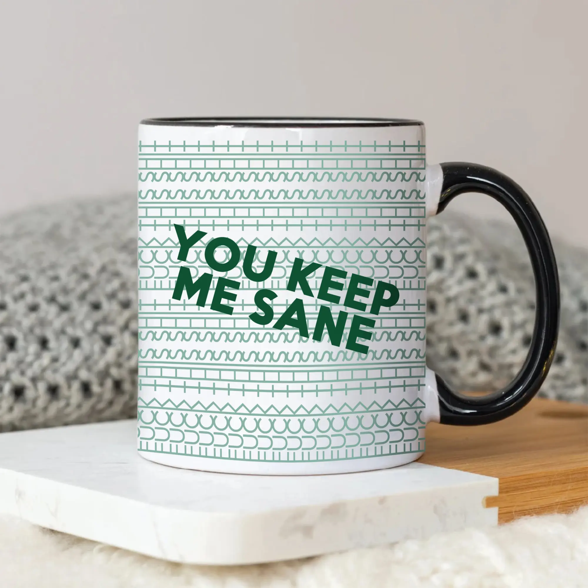 CupiCo Sarcastic You Keep Me Sane Ceramic Mug, Sarcastic Hidden Message Coffee Mug, Funny Meme Office Tea Cup, Adult Humor Coffee 11Oz 15Oz Mug
