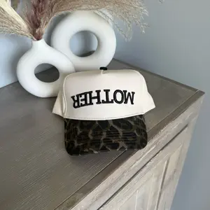 3D puff upside down mother cheetah vintage Baseball Trucker Hat for her, Mother’s gift Hat Trendy Gift for Her, Custom Hats for Mom, trending stylish hat