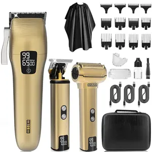 3 in 1 Professional Hair Clipper Set, 3 Counts/set Rechargeable Waterproof Hair Trimmer & Accessories, Perfect Men's Beauty Set, Gift for Men