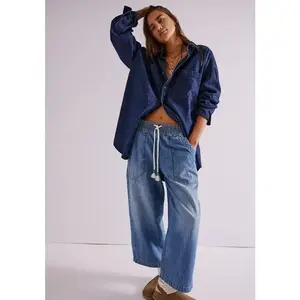 Casual loose Wide Leg Drawstring Jeans Jeans for Women